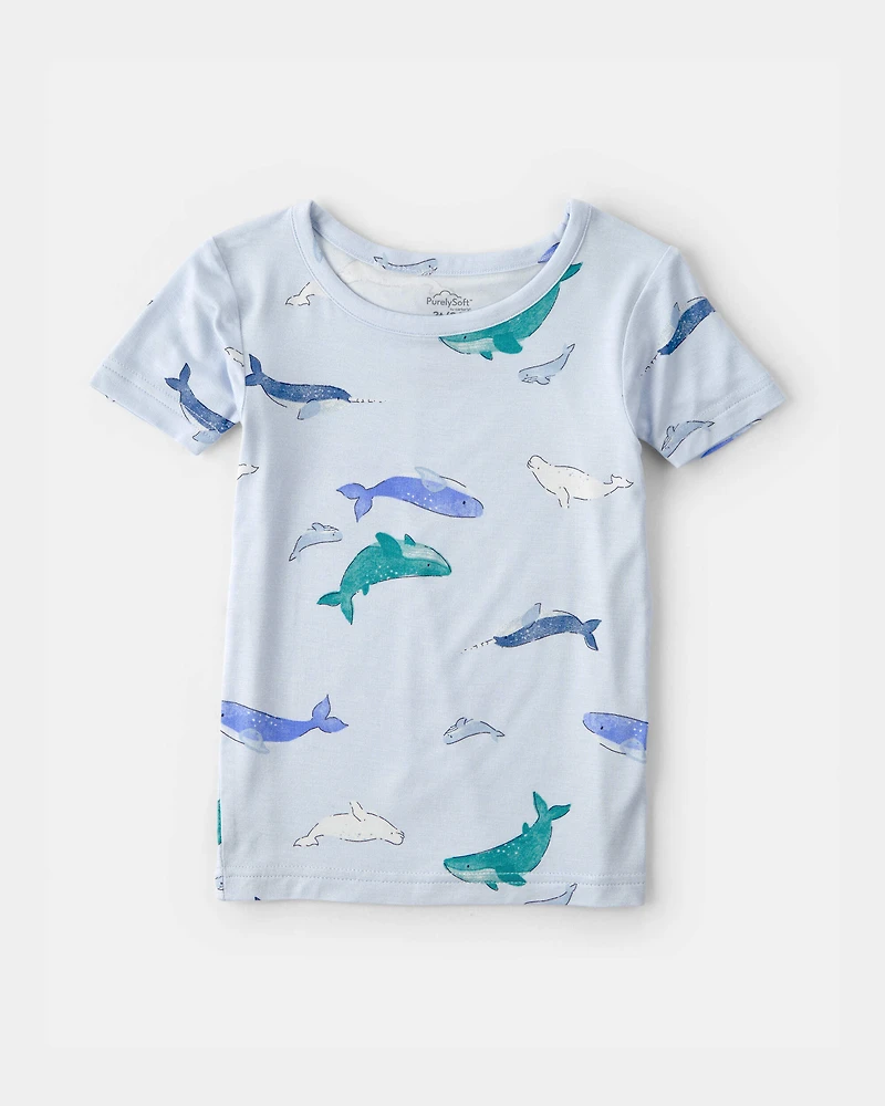 Toddler Boy Whale PurelySoft Short-Sleeve Snug Fit 2-Piece Pajama Set - Blue
