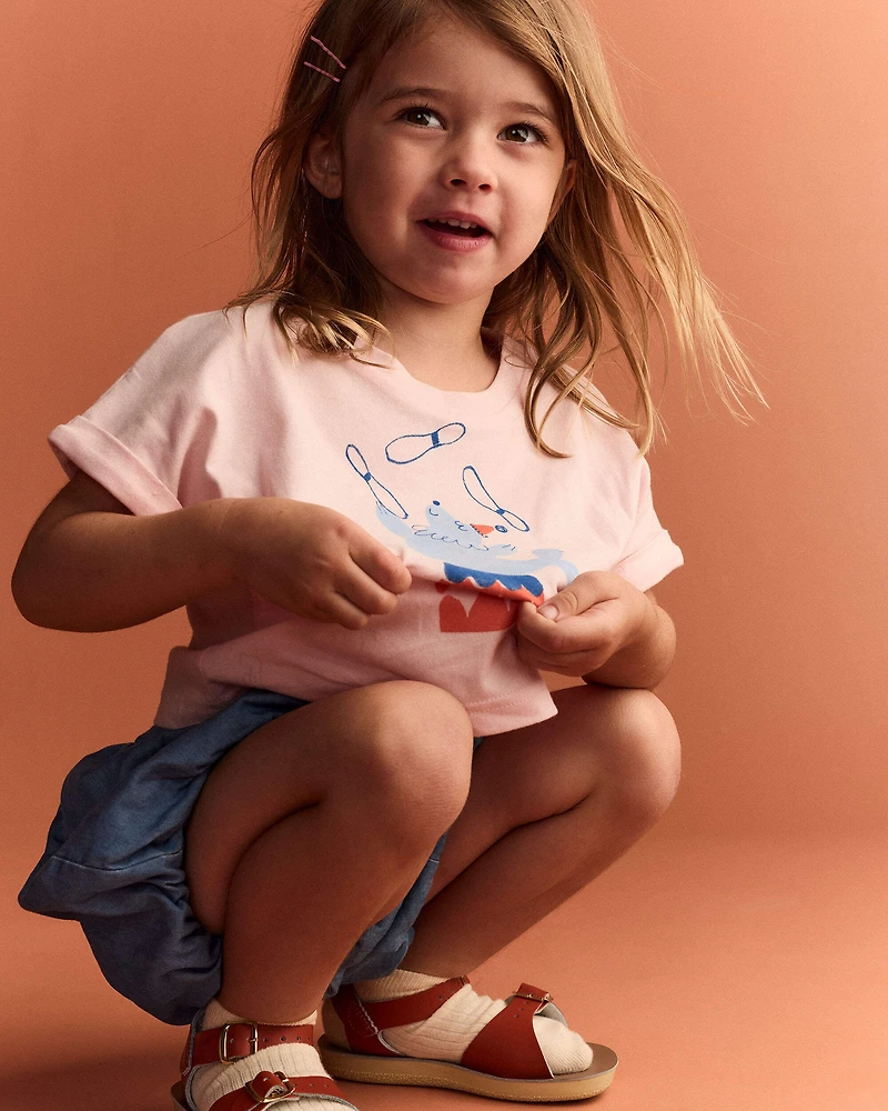 Toddler Girl Breezy High-Low Top in Circus Print - Pink