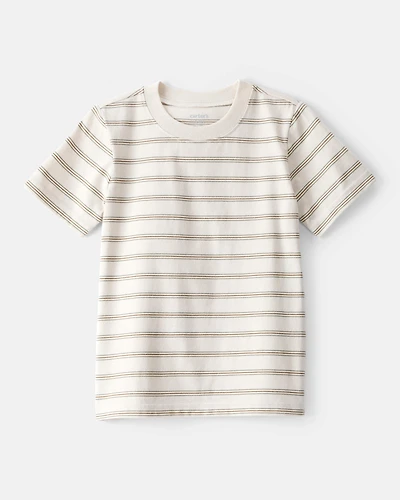 Toddler Boy Striped Short-Sleeve Pocket Tee - Tan