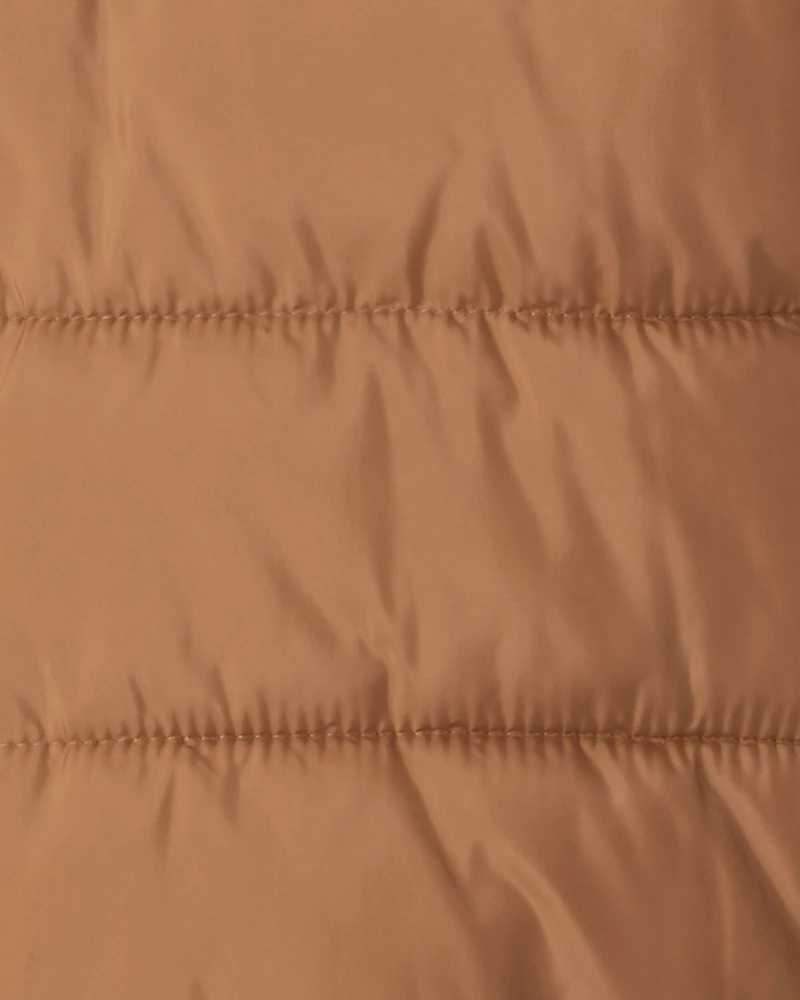 Kid Packable Hooded Puffer Jacket - Brown