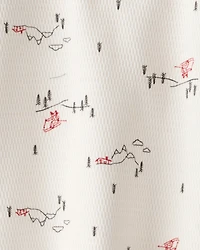 Toddler Boy Skiing Henley T-Shirt - Cream