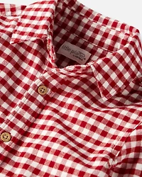 Boys Organic Cotton Button-Front Flannel Shirt