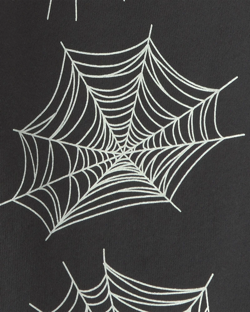 Boys Spider Web Halloween French Terry Joggers - Black