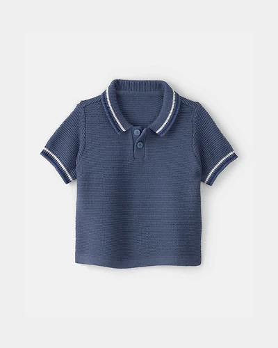 Baby Boy Sweater Polo Shirt - Navy