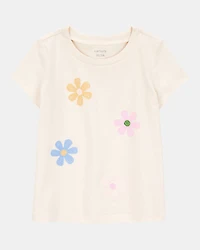 Toddler Girl Flower Short-Sleeve Graphic Tee - Cream