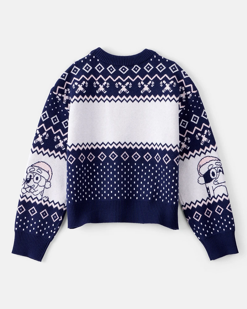 Girls Christmas Bluey™ Long-Sleeve Sweater - Blue