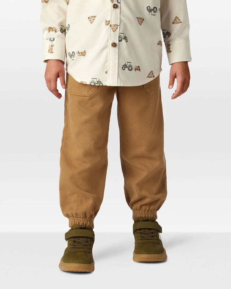 Toddler Boy  Herringbone Woven Pull-On Jogger - Brown