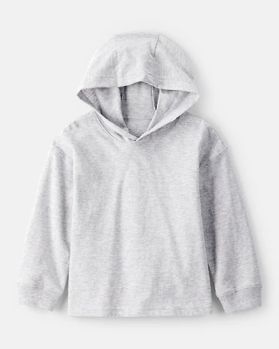 Toddler Boy Cotton Long-Sleeve Hooded Top - Grey