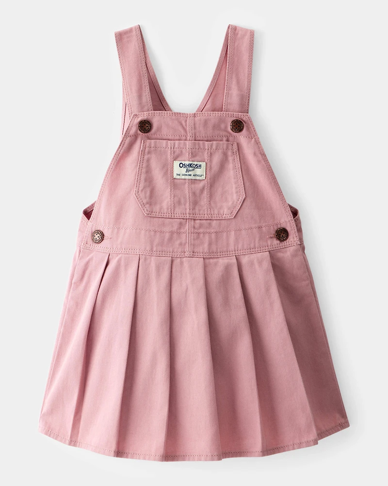 Toddler Girl Pleated 100% Cotton Jumper Dress - Pink