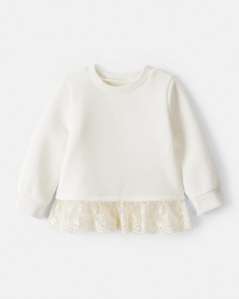 Baby Girl Fleece Long-Sleeve Top - Ivory