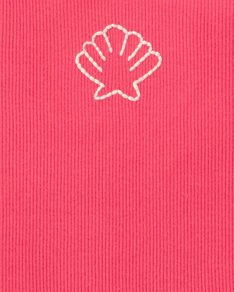 Baby Girl Shell Ribbed Tank Top - Orange