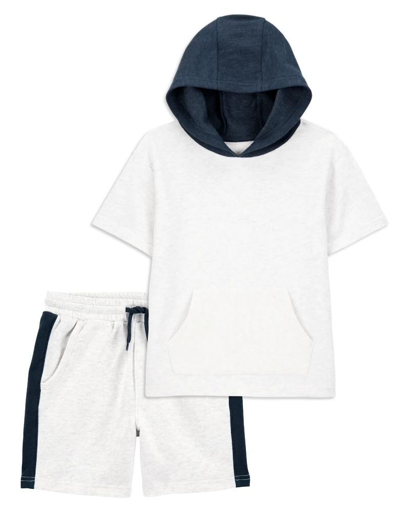 Kid 2-Piece Hooded French Terry Tee & Shorts Set