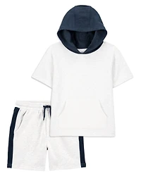Kid 2-Piece Hooded French Terry Tee & Shorts Set