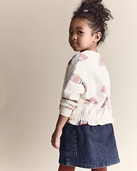 Toddler Girl Rainbow Paperbag Sweatshirt - Cream