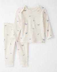 Baby Girl 2-Piece Organic Cotton Ribbed Knit Set in Butterfly Breeze Print