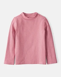 Toddler Girl Shimmer Rib Mock Neck Top - Pink