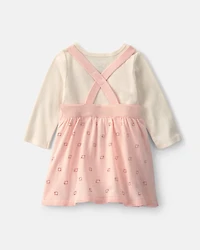 Baby Girl 2-Piece Sheep Long-Sleeve Dress Set - Pink/Cream