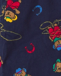 Toddler Bear Corduroy Overalls - Navy Blue