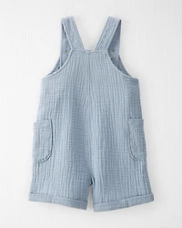 Toddler Organic Cotton Gauze Shortall in Blue