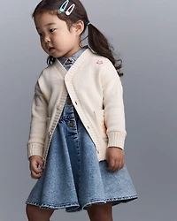 Toddler Cardigan with Avenue Pockets in Character Print- Cream