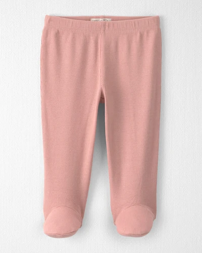 Baby Girl Organic Cotton Rib Footed Pants