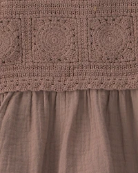 Baby Girl Organic Cotton Gauze Crochet Dress