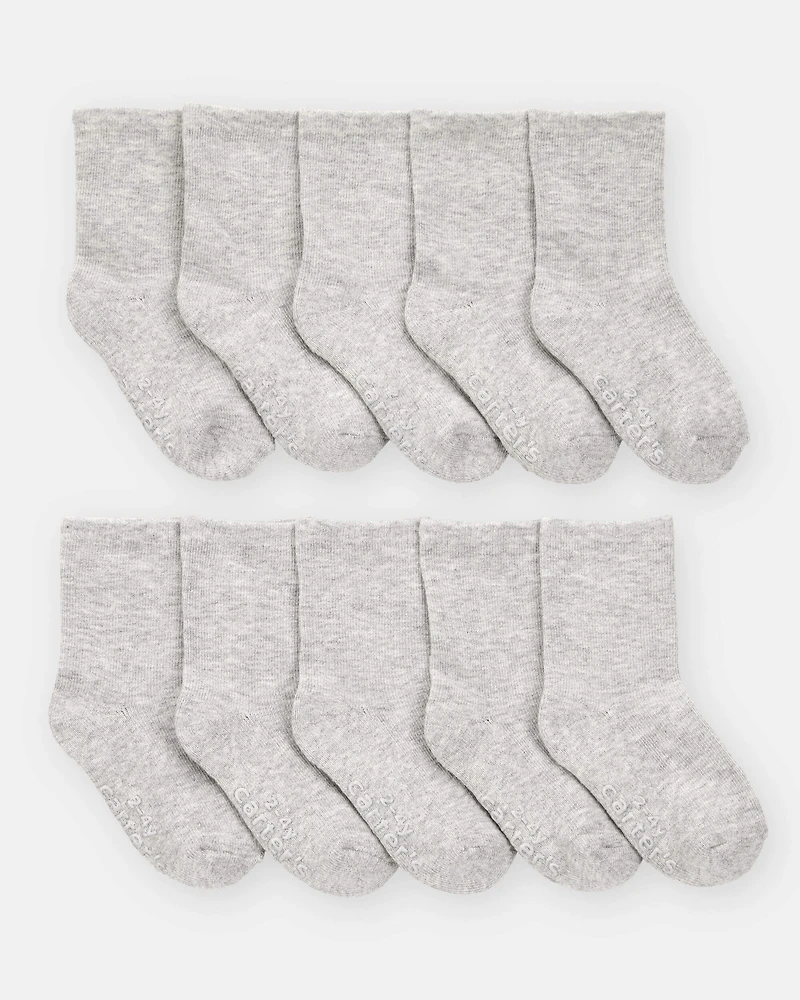 Toddler 10-Pack Crew Socks - Grey