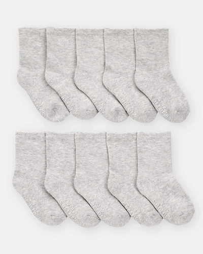 Toddler 10-Pack Crew Socks - Grey