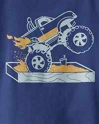 Toddler Boy Monster Truck Long-Sleeve Graphic Tee - Navy