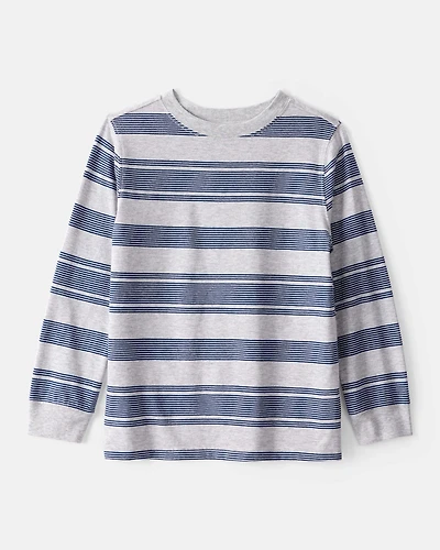 Boys Striped Long-Sleeve Tee - Grey/Navy