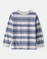 Boys Striped Long-Sleeve Tee - Grey/Navy