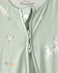 Baby Easter Bunny 2-Way Zip PurelySoft Sleep & Play Pajama - Green