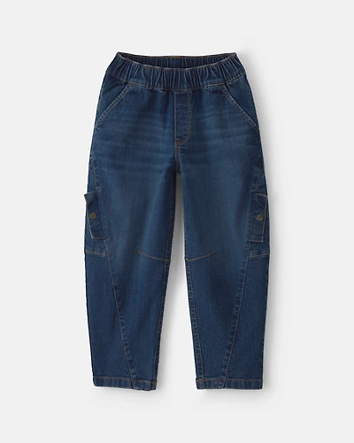 Girls Denim Barrel Jeans - Medium Wash