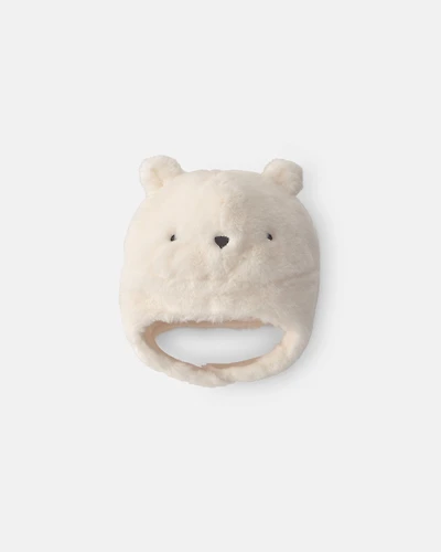 Baby Polar Bear Christmas Fleece Hat - Cream