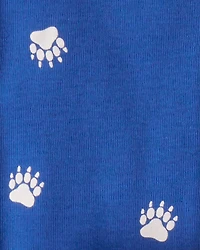 Toddler Boy Woodland Print Cotton Long-Sleeve Snug Fit 4-Piece Pajamas - White/Blue