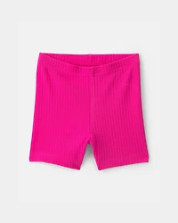 Baby Girl Ribbed Bike Shorts - Pink
