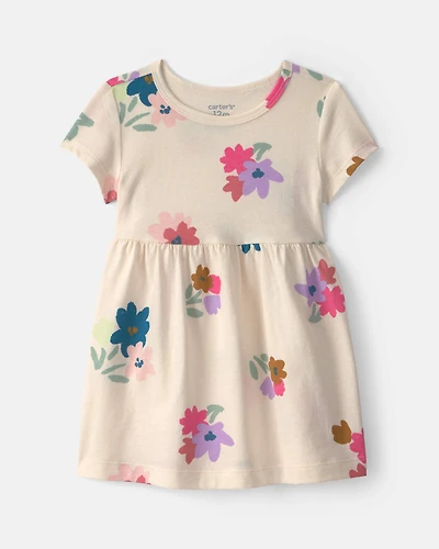 Baby Girl Floral Short-Sleeve Dress - Cream