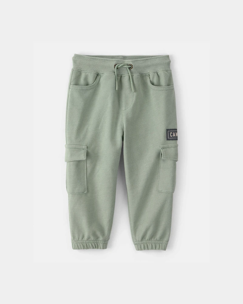 Baby Boy 'Camp Dino' French Terry Cargo Joggers - Green