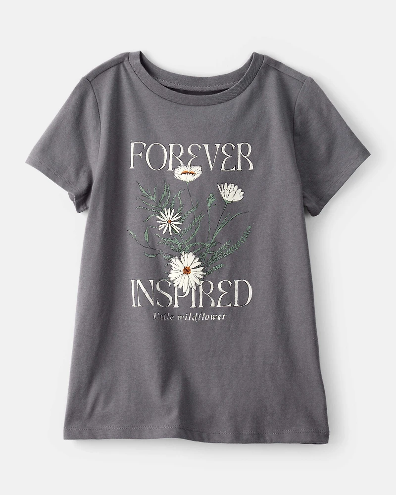 Girls Wildflower Short-Sleeve Graphic Tee - Grey