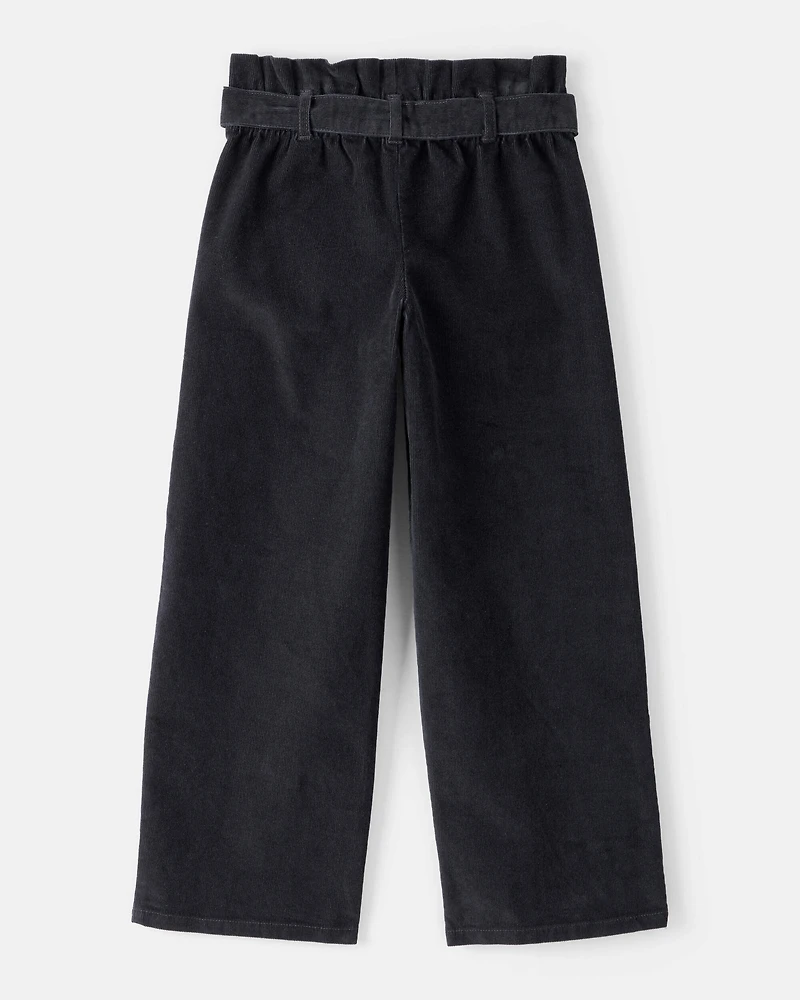 Girls Corduroy Wide-Leg Pants - Black