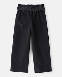 Girls Corduroy Wide-Leg Pants - Black