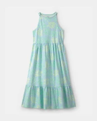 Girls Coral Reef Sleeveless Maxi Dress - Blue/Green