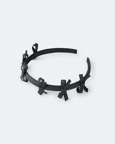 Toddler Girl Faux Leather Bow Headband - Black