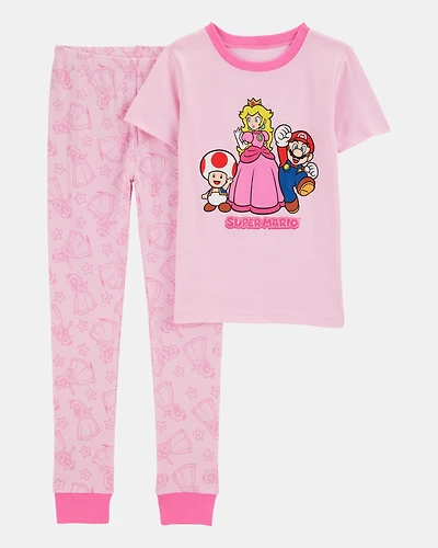 Girls Super Mario Bros™ Snug Fit Cotton 2-Piece Pajamas - Pink