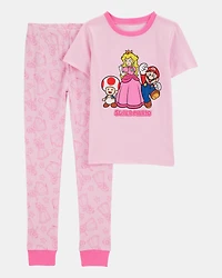 Girls Super Mario Bros™ Snug Fit Cotton 2-Piece Pajamas - Pink