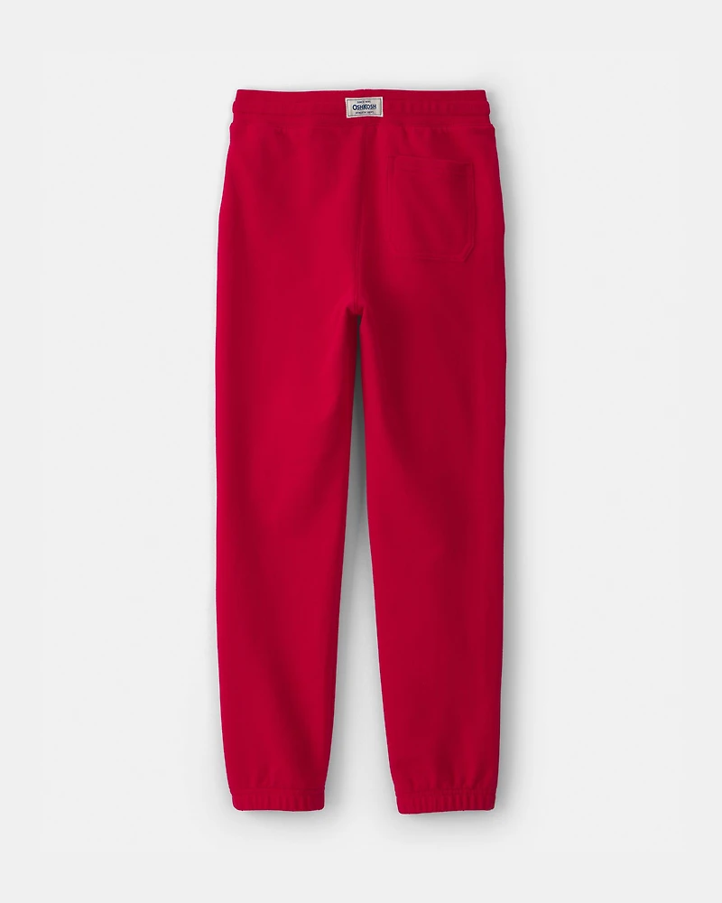 Kid Drawstring Knit Joggers - Red