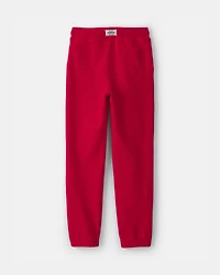 Kid Drawstring Knit Joggers - Red