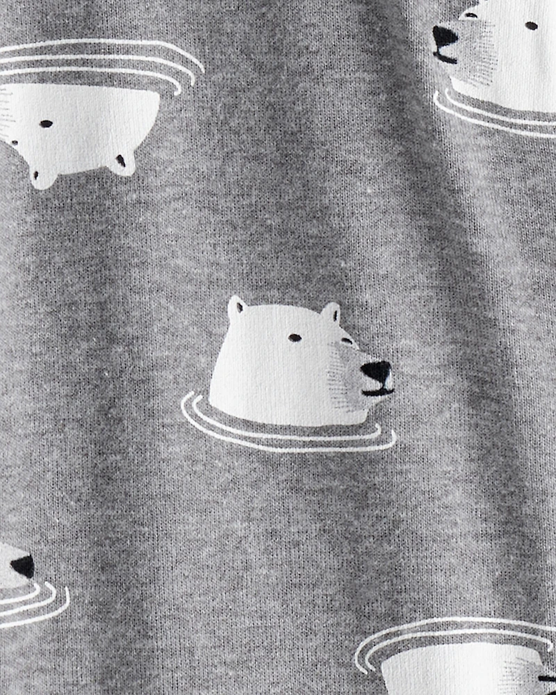 Baby Boy Polar Bear Cotton Snug Fit 2-Way Zip Footie 1-Piece Pajamas - Grey