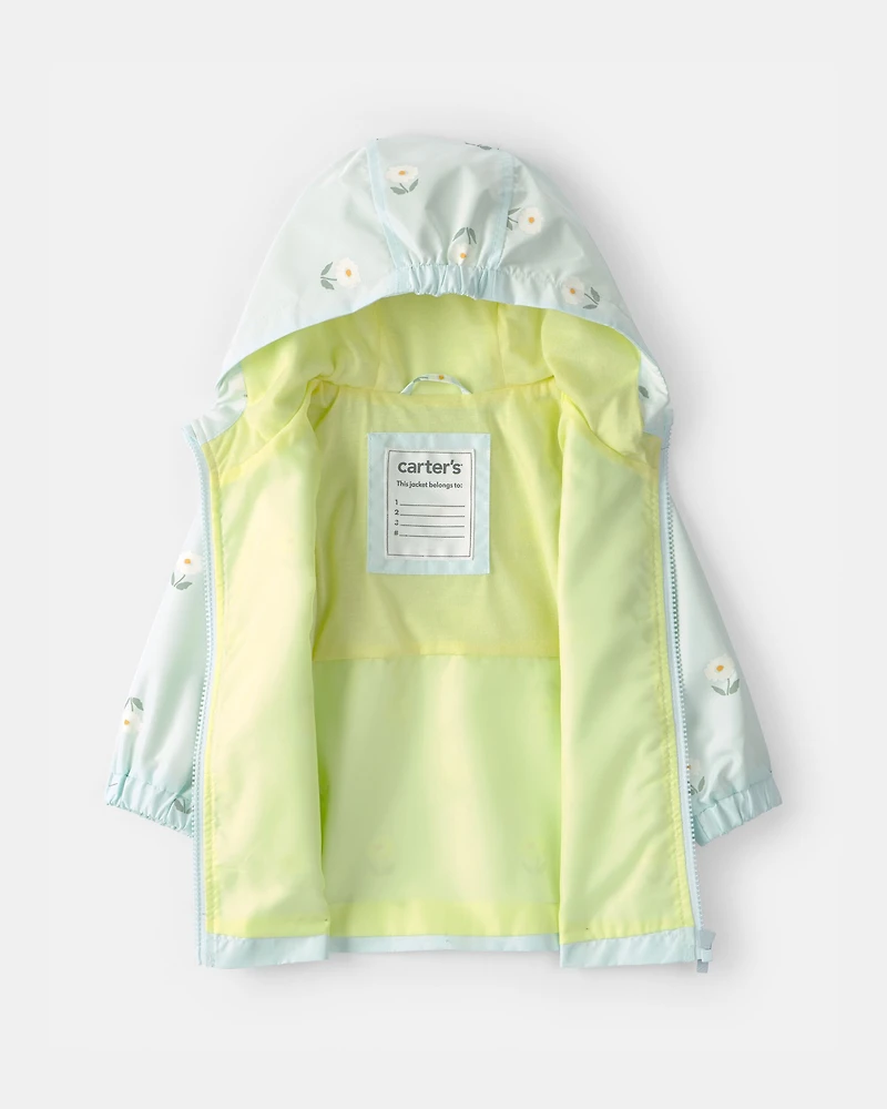 Baby Girl Floral Raincoat - Blue