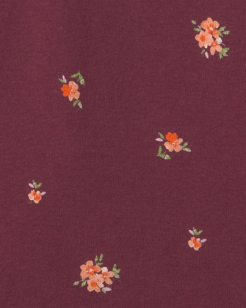 Kids Floral Long-Sleeve Top - Burgundy
